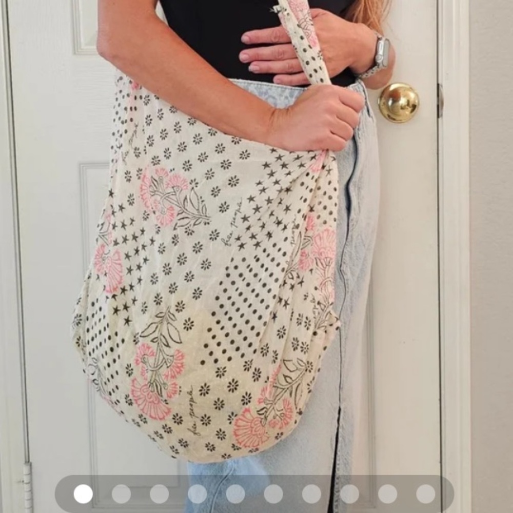 Free People Pink and Cream Floral Tote